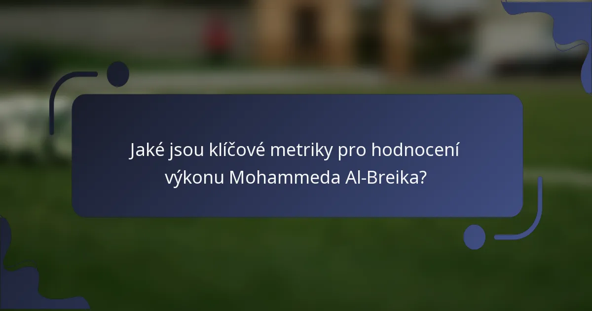 Jaké jsou klíčové metriky pro hodnocení výkonu Mohammeda Al-Breika?